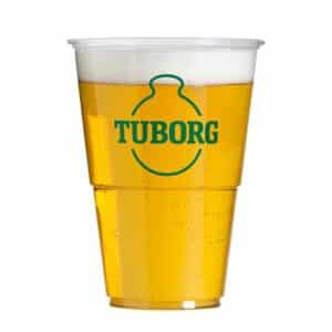 Tuborg engangskrus i PP-plast 40 cl – 70 stk. rulle til øl og kolde drikke
